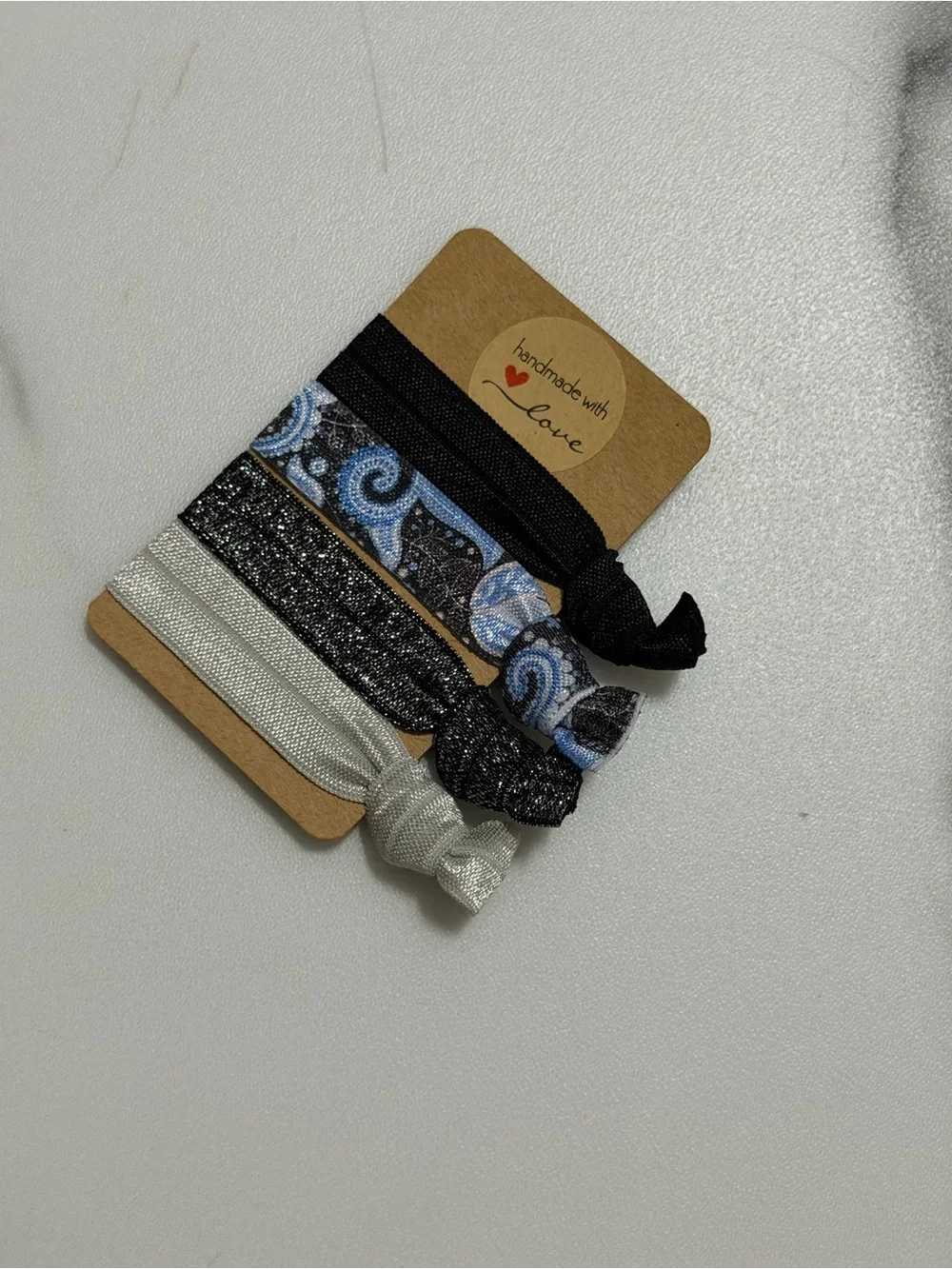 JSCatalog Black, Blue & Silver Elastic Hair Tie Set